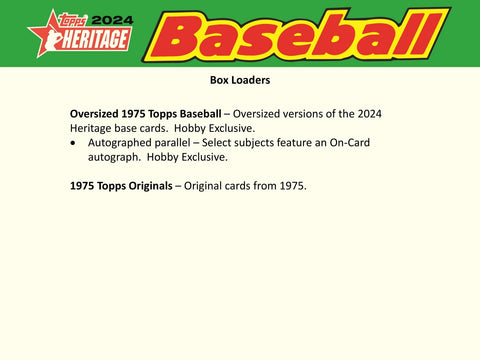 2024 Topps Heritage Baseball Hobby