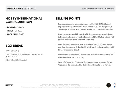 2023/24 Panini Impeccable Basketball International Hobby