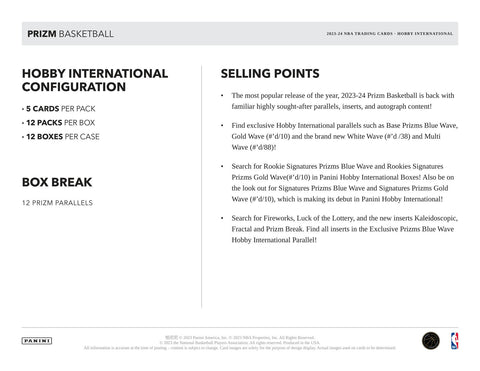 2023/24 Panini Prizm Basketball International Hobby Box