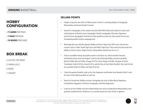 2024/25 Panini Origins Basketball Hobby