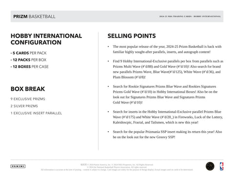 2024/25 Panini Prizm Basketball International Hobby
