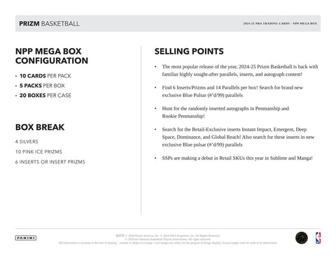 2024/25 Panini Prizm Basketball Mega (Pink Ice Prizms!)