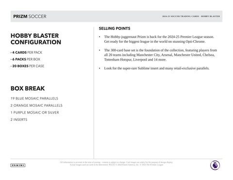 2024/25 Panini Prizm Premier League EPL Soccer 6-Pack Hobby Blaster