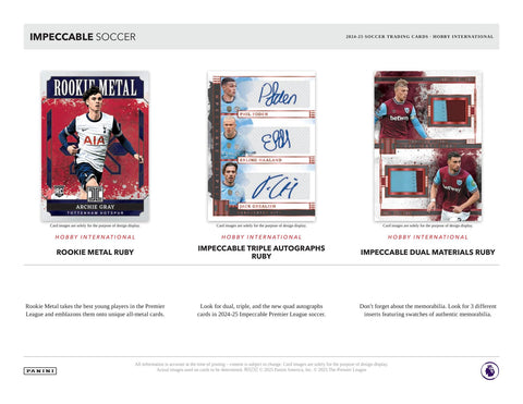 2024/25 Panini Impeccable Premier League EPL Soccer International Hobby