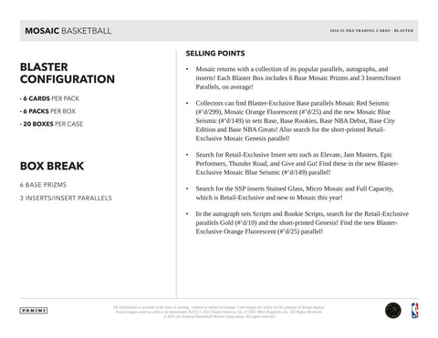 2024/25 Panini Mosaic Basketball 6-Pack Blaster
