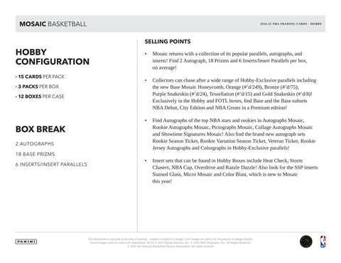 2024/25 Panini Mosaic Basketball Hobby