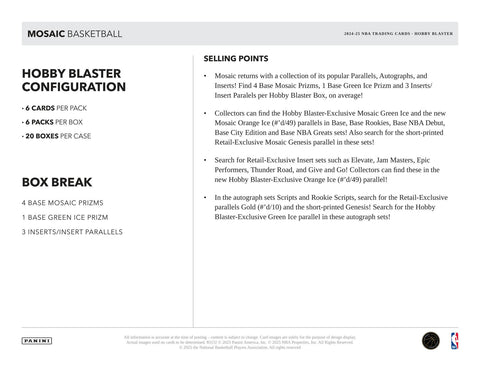 2024/25 Panini Mosaic Basketball Hobby 6-Pack Blaster