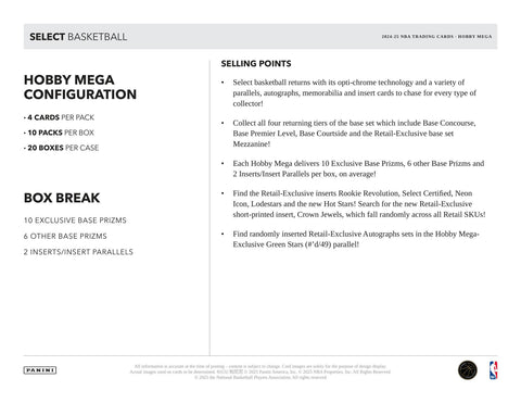2024/25 Panini Select Basketball Hobby Mega