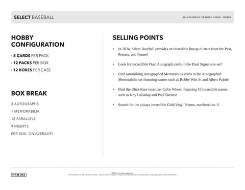2024 Panini Select Baseball Hobby