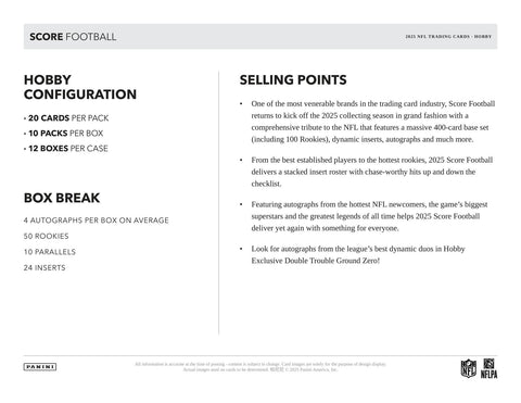 2025 Panini Score Football Hobby