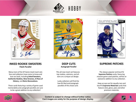 2023/24 Upper Deck SP Game Used Hockey Hobby