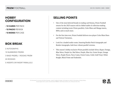 2023 Panini Prizm Football Hobby