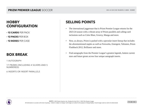 2023/24 Panini Prizm Premier League EPL Soccer Hobby