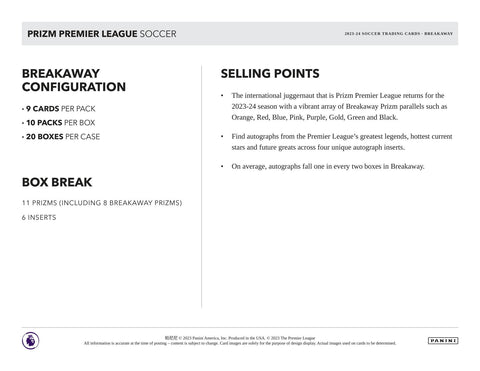 2023/24 Panini Prizm Premier League EPL Soccer Breakaway
