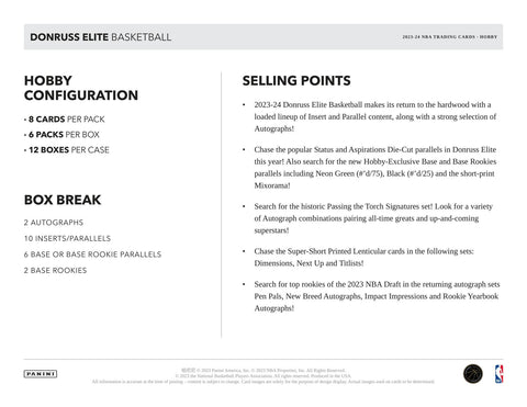 2023/24 Panini Donruss Elite Basketball Hobby