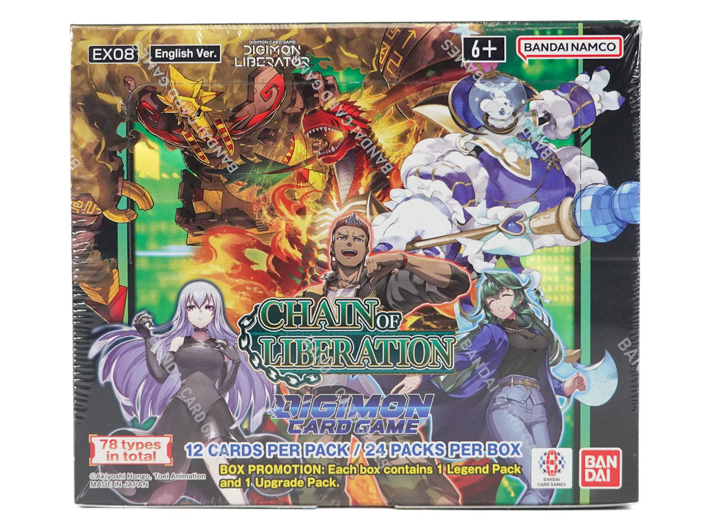 chain of liberation booster box EX-08: Extra | DigimonCardGame Wiki Two powerful families of Digimon that appear in the virtual pet line Digimon Pendulum are also invading the card lineup. Digimon Chain of Liberation Card