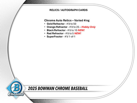 2025 Bowman Chrome Baseball Hobby