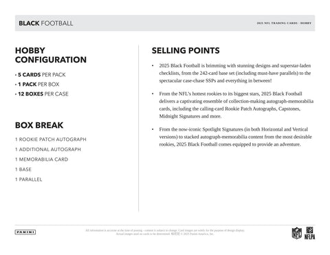 2025 Panini Black Football Hobby