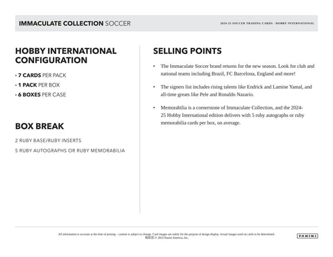 2024/25 Panini Immaculate Soccer International Hobby
