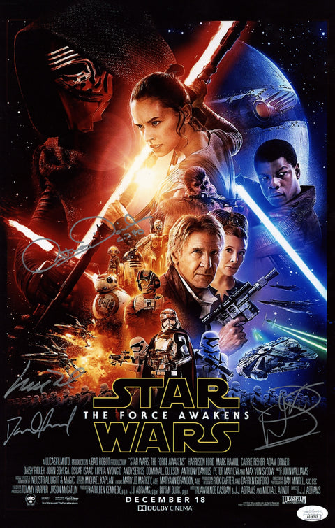 Accord Daniels Davis Wood Autographed Star Wars The Force Awakens 28cm x43cm Photo Poster Framed