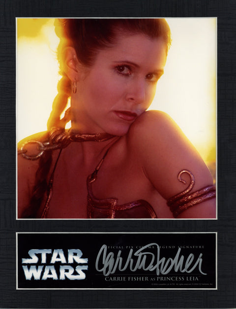 Carrie Fisher as Slave Princess Leia in Star Wars: Return of the Jedi Signed 28cmx36cm Photo Framed