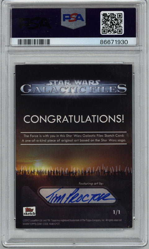 2012 Topps Star Wars Galactic Files Sketch Death Star Tim Proctor PSA Authentic 1/1