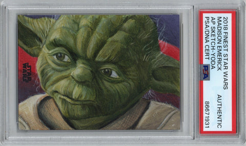 2018 Topps Finest Star Wars Sketch Cards Ap Sketch-Yoda Madison Emerick PSA Authentic 1/1