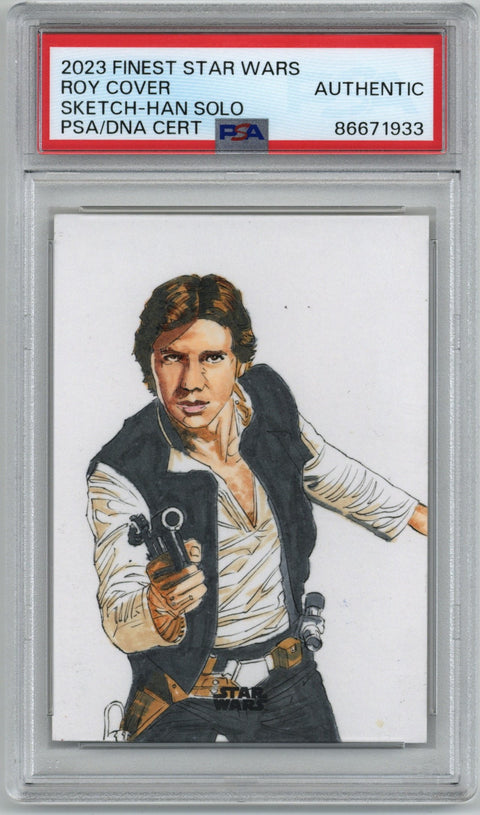 2023 Topps Finest Star Wars Sketch-Han Solo Roy Cover PSA Authentic 1/1