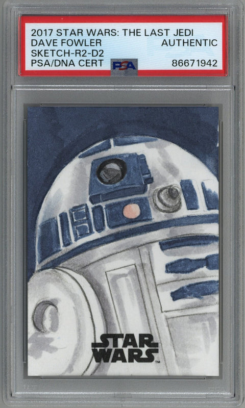 2017 Topps Star Wars the Last Jedi Sketch-R2-D2 Dave Fowler PSA Authentic 1/1