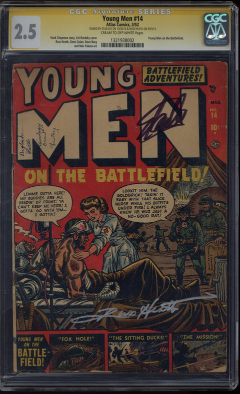 Young Men #14 CGC 2.5 (C-OW) Signed By Stan Lee & Russ Heath *1321938002*