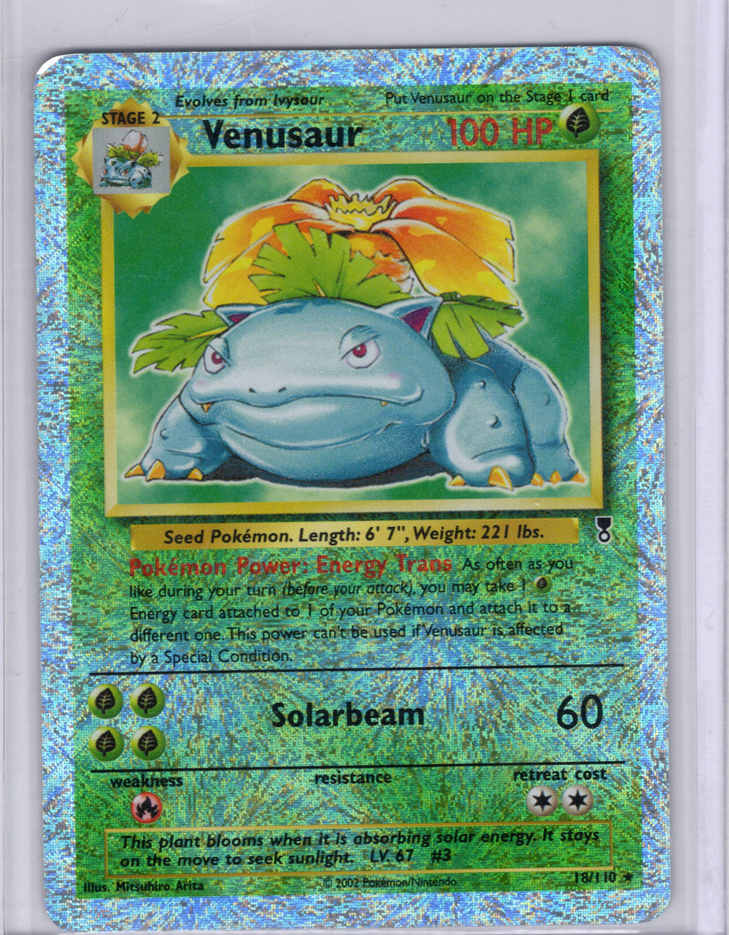 2002 venusaur pokemon card Pokémon Legendary Collection Reverse Holo 18/110 graded slab This power cant be Sell Pikachu (French) (Holo) All Set:CC-SP N Edition Set