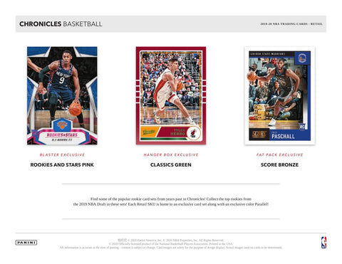 2019/20 Panini Chronicles Basketball Hanger