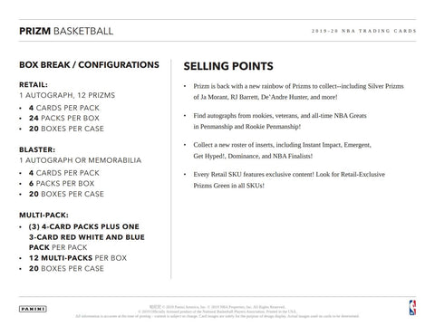2019/20 Panini Prizm Basketball 24-Pack Retail