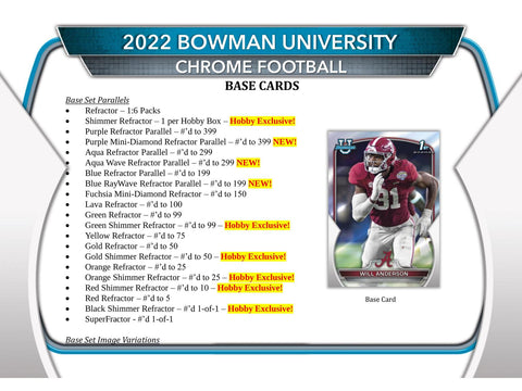 2022 Bowman Chrome University Football Hobby