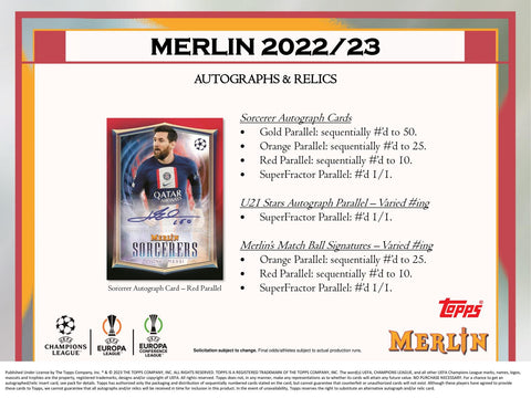 2022/23 Topps UEFA Club Competitions Merlin Chrome Soccer Hobby