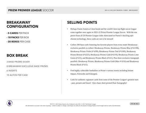 2021/22 Panini Prizm Premier League EPL Soccer Breakaway