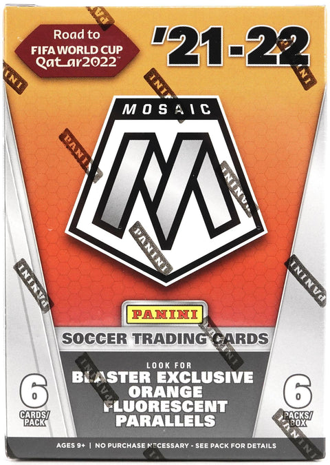 2021/22 Panini Mosaic Road to FIFA World Cup Soccer 6-Pack Blaster (Orange Fluorescent Parallels!)