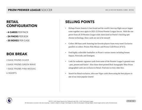 2021/22 Panini Prizm Premier League EPL Soccer Retail 24-Pack
