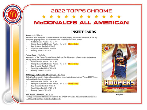 2022 Topps McDonald's All American Chrome Basketball Hobby