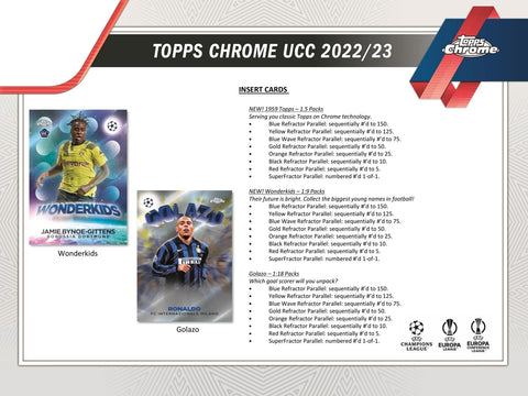 2022/23 Topps Chrome UEFA Club Competitions Soccer Hobby LITE
