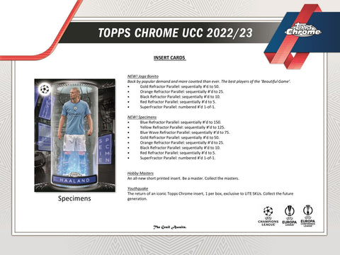 2022/23 Topps Chrome UEFA Club Competitions Soccer Hobby LITE
