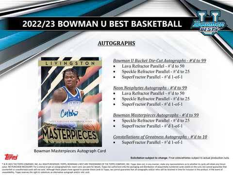 2022/23 Bowman University's Best Basketball Hobby