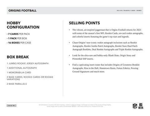 2023 Panini Origins Football Hobby