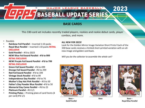 2023 Topps Update Series Baseball 7-Pack Blaster (Commemorative Relic Card!)