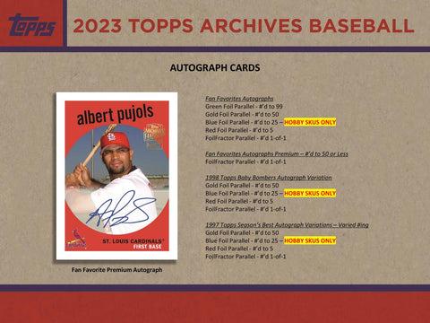 2023 Topps Archives Baseball Hobby