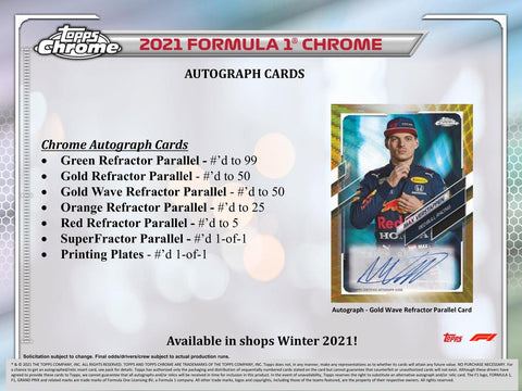2021 Topps Chrome F1 Formula 1 Racing Hobby
