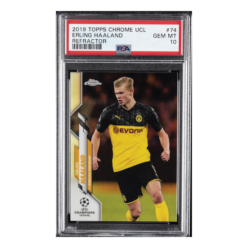 #7 2019 Topps Chrome UCL Erling Haaland #74 Refractor PSA 10