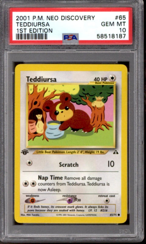 Pokemon Neo Discovery 1st Edition Teddiursa 65/75 PSA 10 GEM MINT