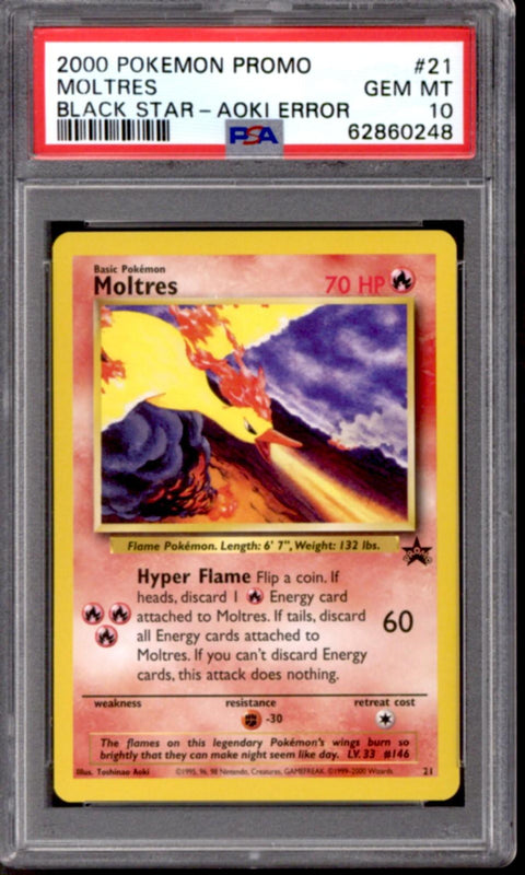 Pokemon WOTC Promo Aoki Error Moltres 21 PSA 10 GEM MINT