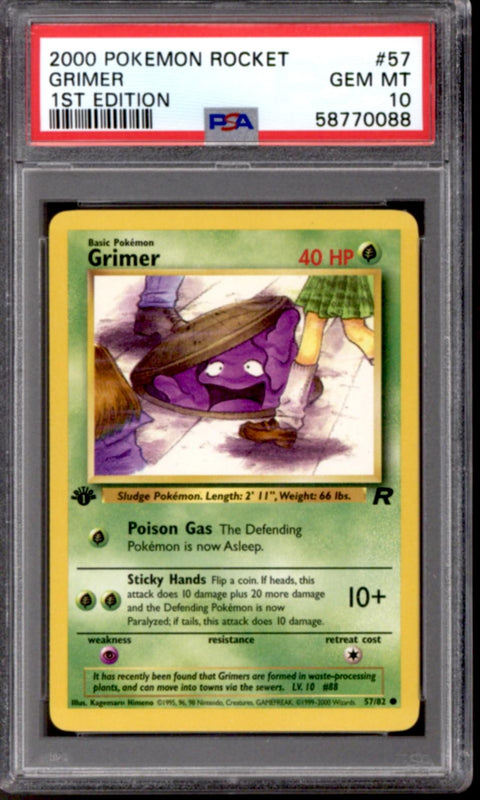 Pokemon Team Rocket 1st Edition Grimer 57/62 PSA 10 GEM MINT